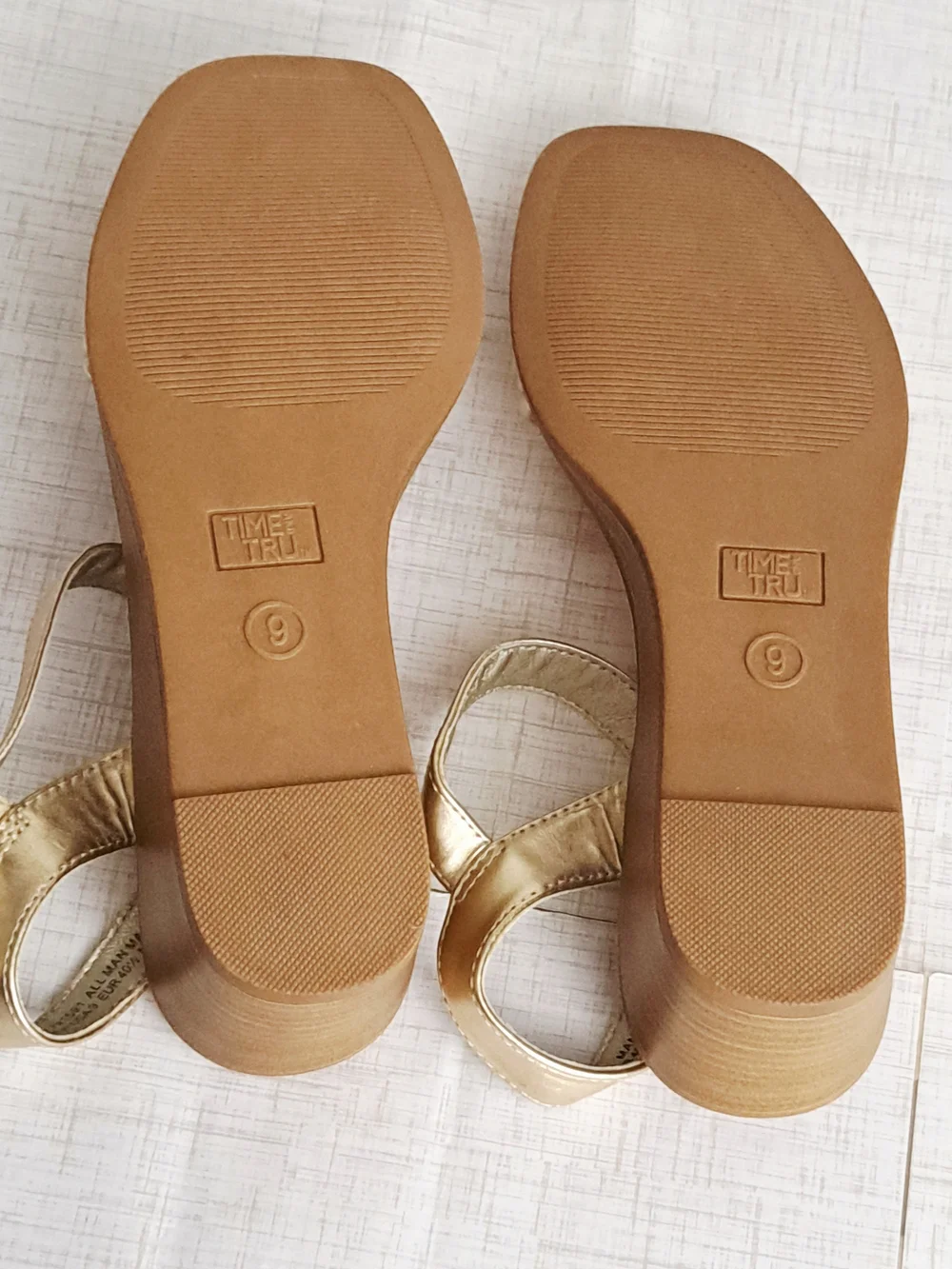 Time and Tru Gold Wedge Sandals